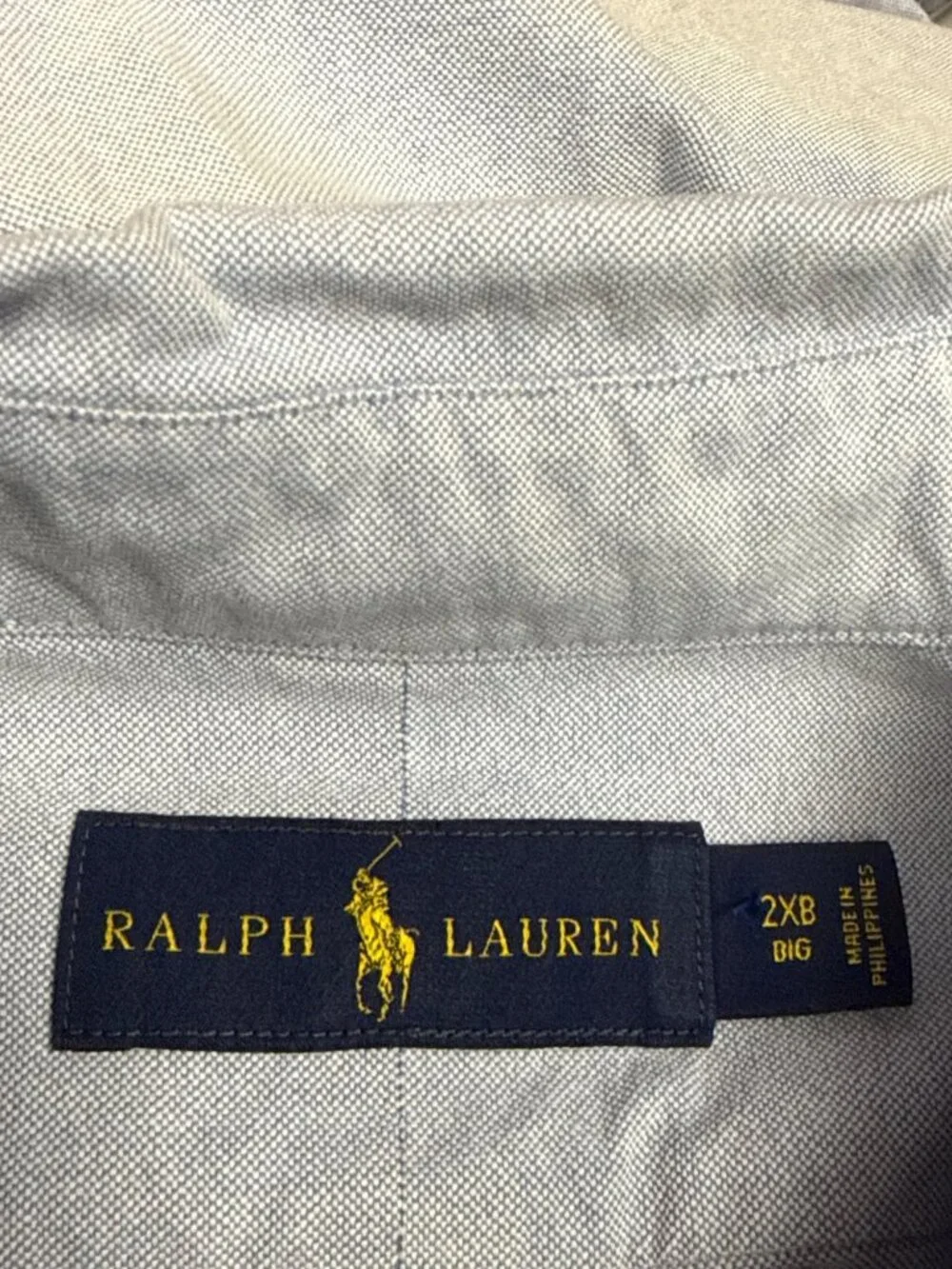 alph Lauren Men's 2XB Big Blue Oxford Button Down Shirt 100% Cotton Pony